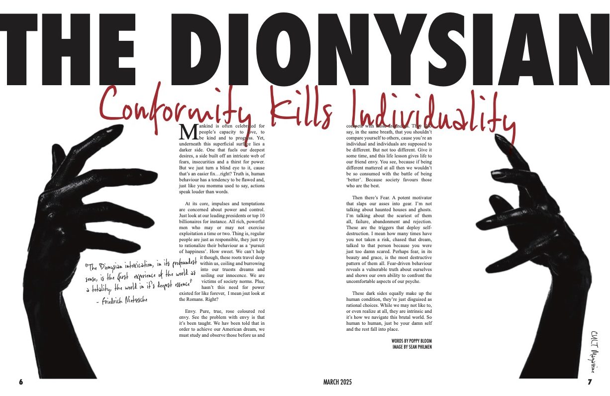 Cult Magazine article about conformity killing individuality