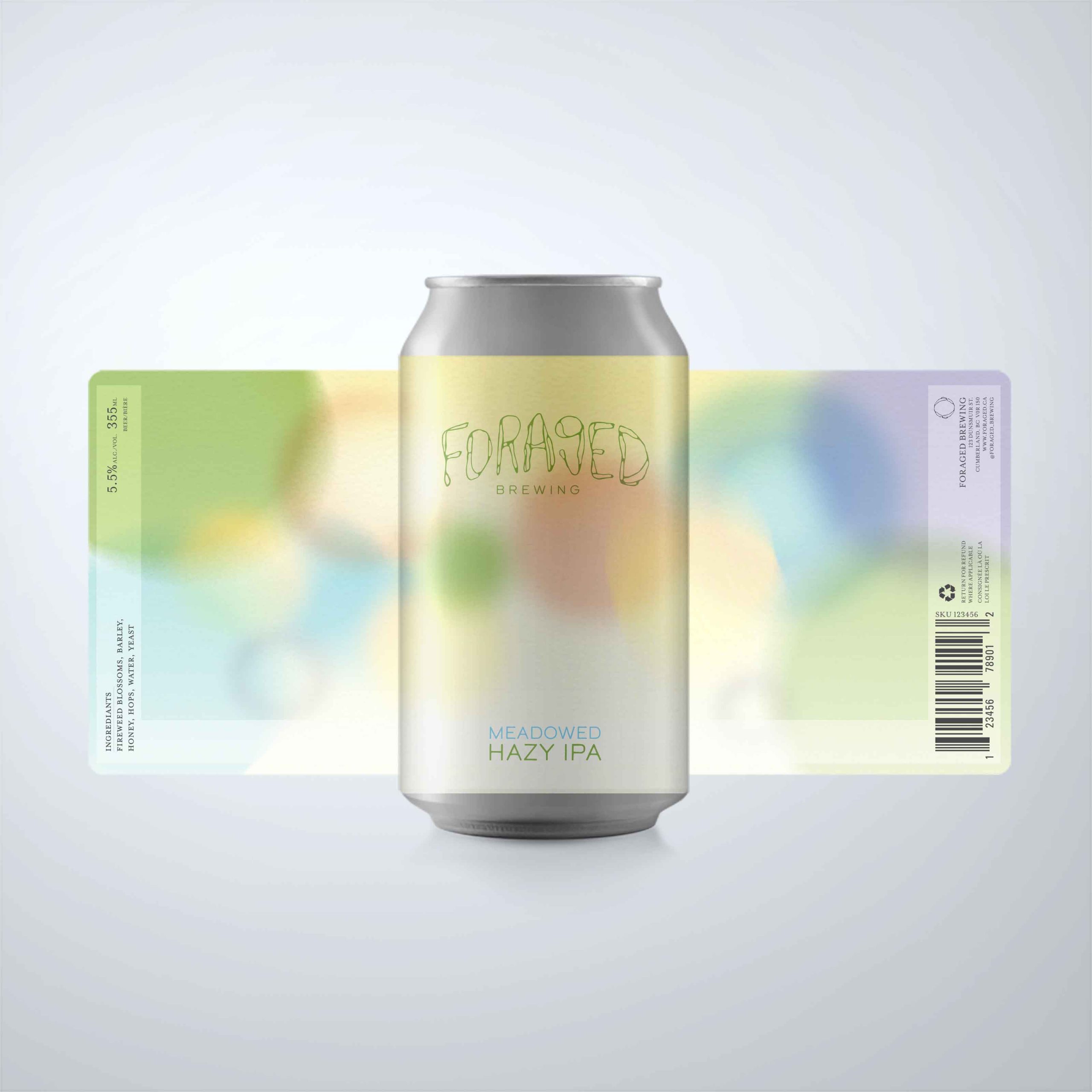 Meadowed Hazy IPA product Mockup for Foraged Brewing