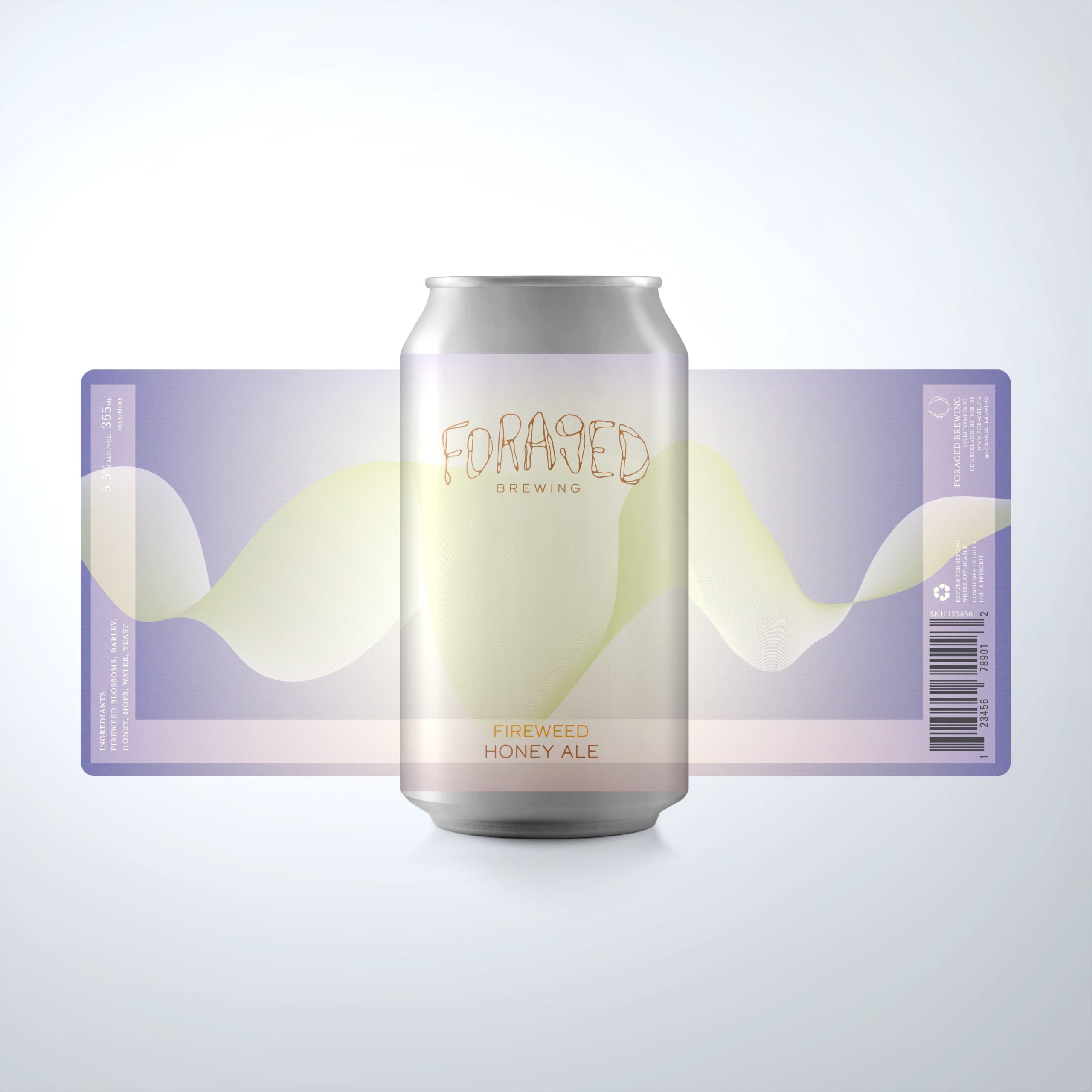 Gradient purple and green beer label design