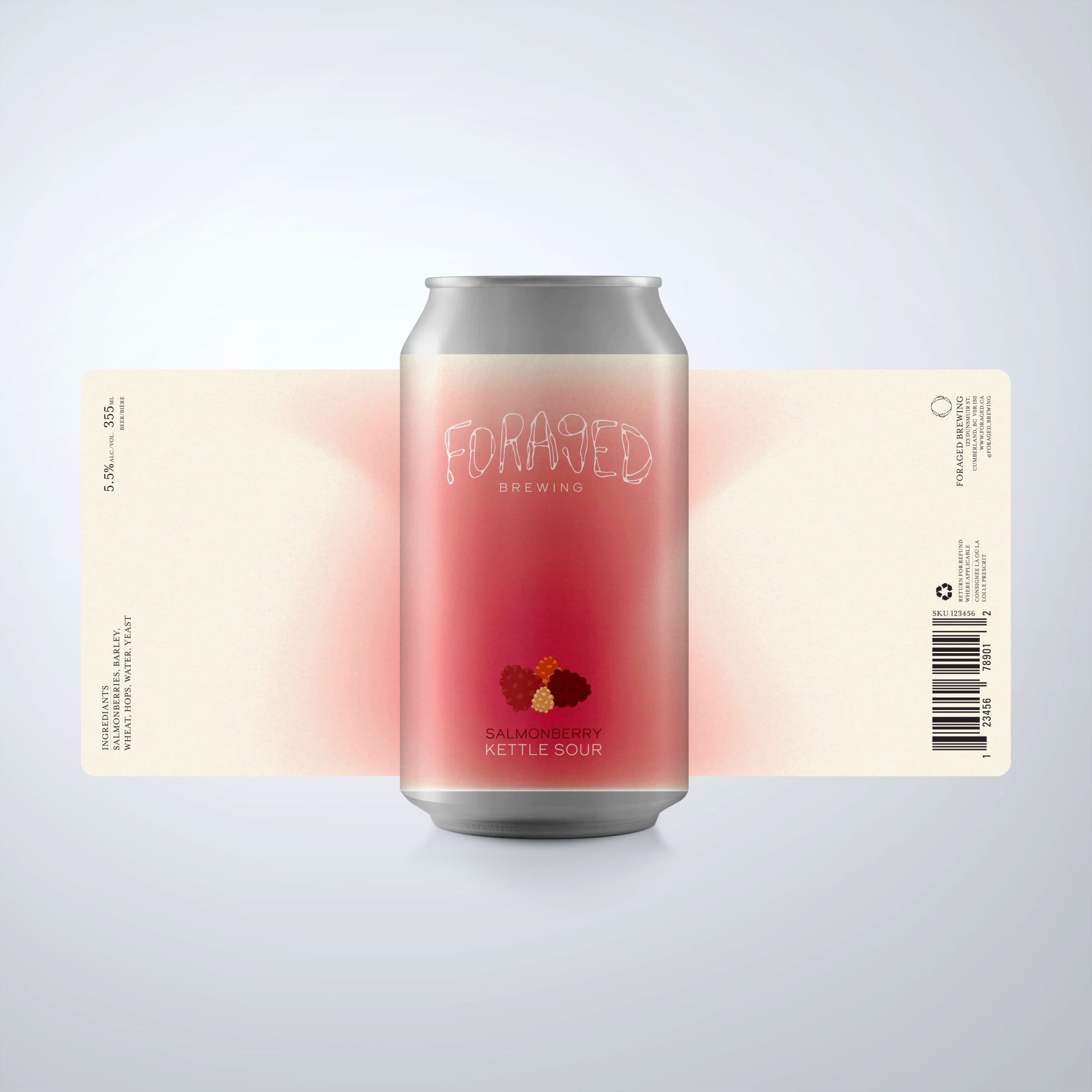 Gradient pink beer label design
