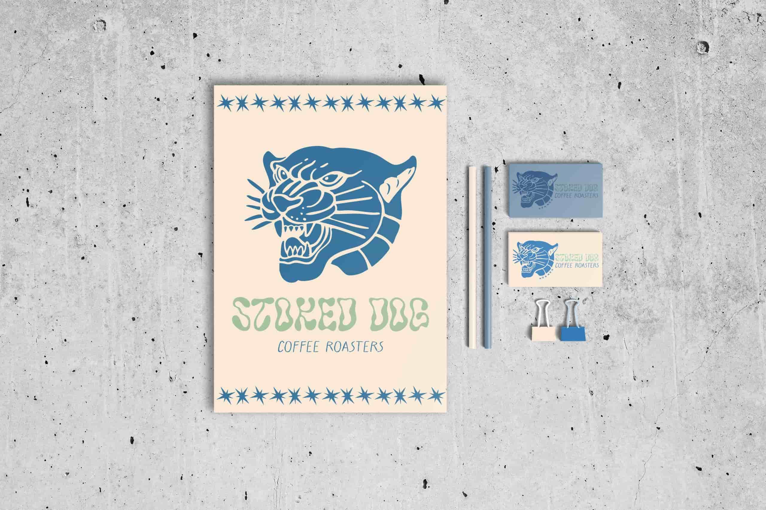 Stationary design mockup for Stoked Dog